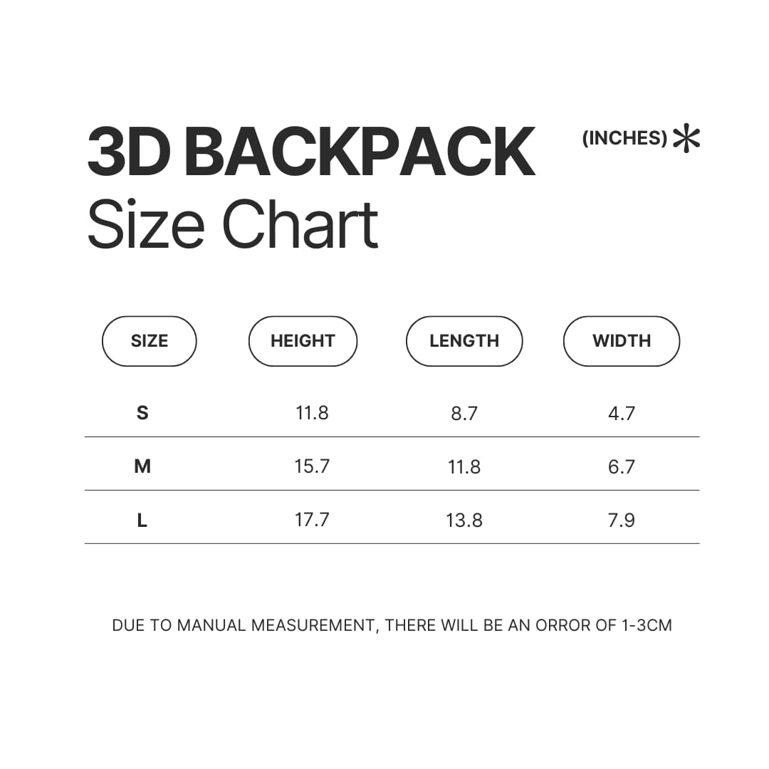 3D Backpack Size Chart - ODD TAXI Store