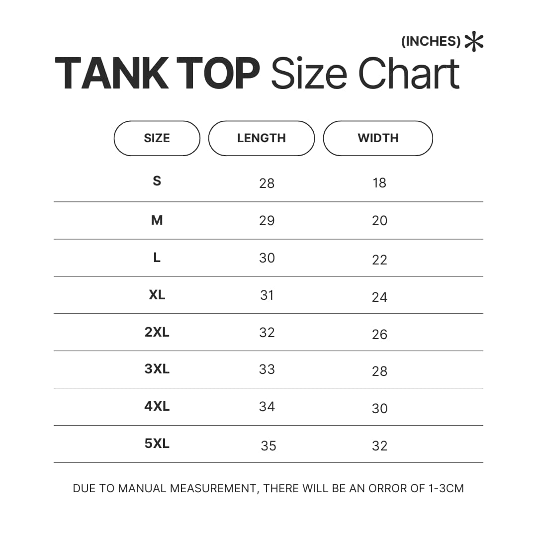 Tank Top Size Chart - ODD TAXI Store